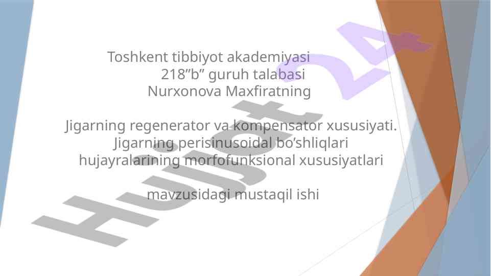 Jigarning regenerator va kompensator xususiyatlari