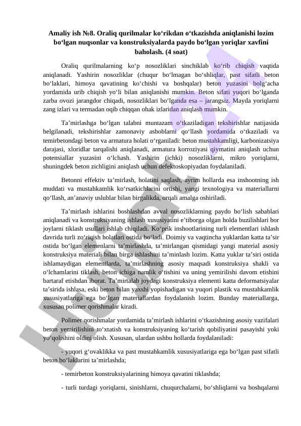 Oraliq qurilmalar ko'rikdan o'tkazish texnologiyalari