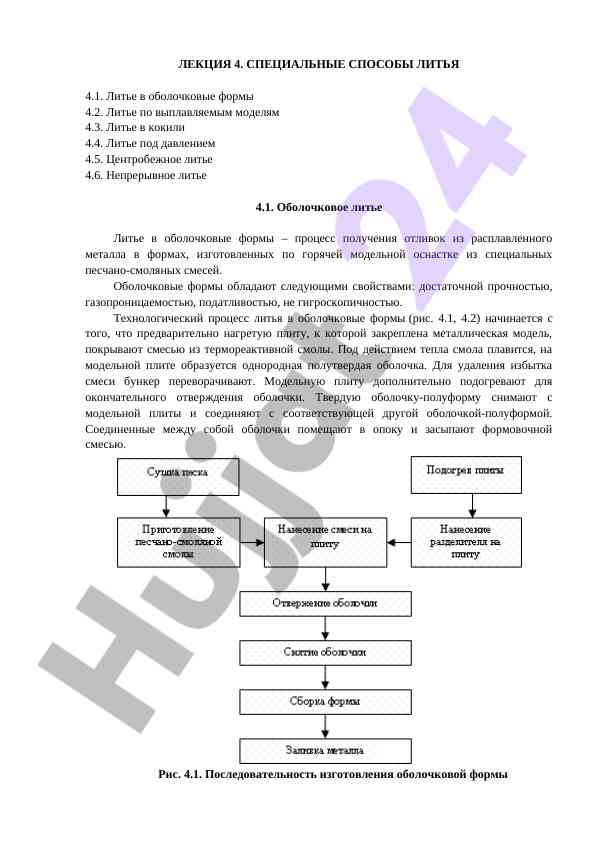 Специальные способы литья в оболочковые формы