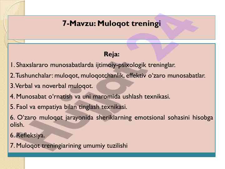 Muloqot treningi: ijtimoiy-psixologik asoslar