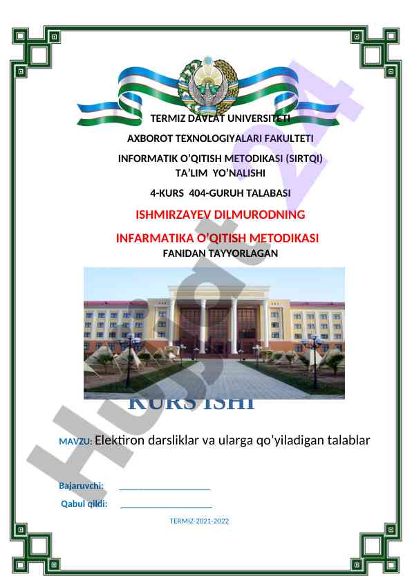 Elektron darsliklar va ularga qo’yiladigan talablar