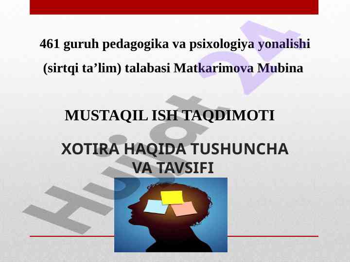 Xotira haqida tushuncha va tavsifi