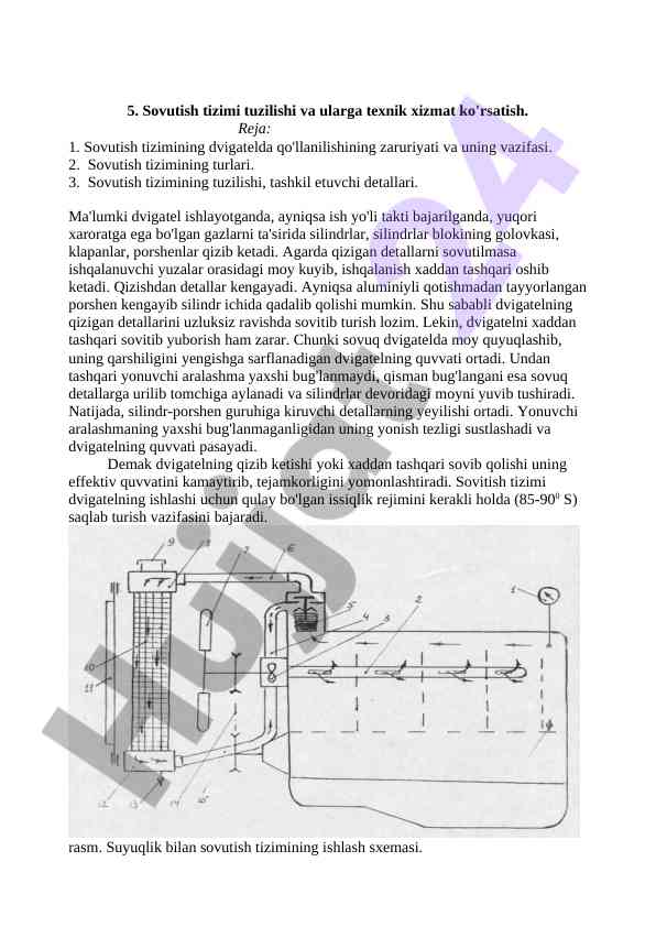 Sovutish tizimidagi dvigatel va texnik xizmatlar