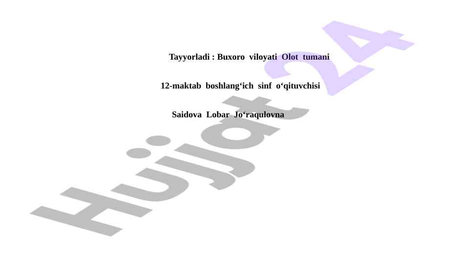 Jiyron hikoyasi bo‘yicha dars rejasi