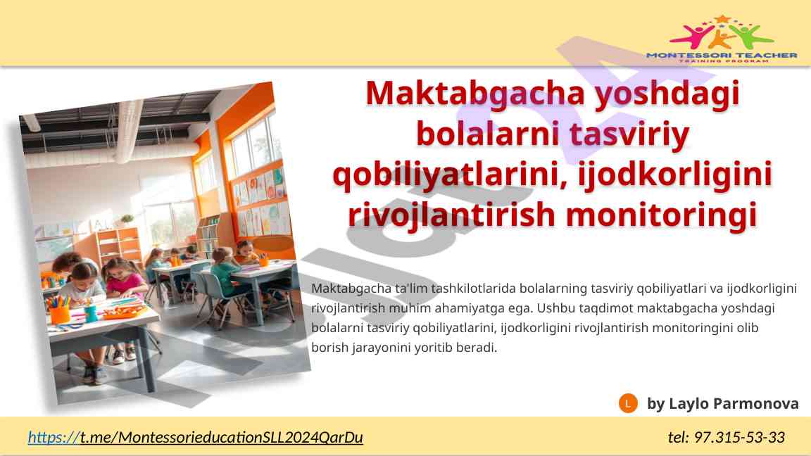 Monitoring bolalar tasviriy qobiliyatlarini rivojlantirish