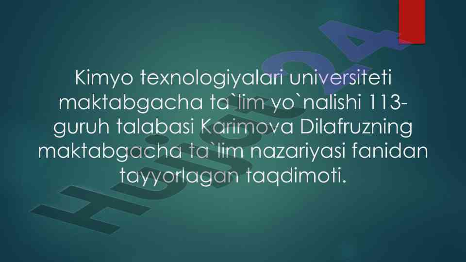 Maktabgacha ta'lim muommolari va yechimlari taqdimoti