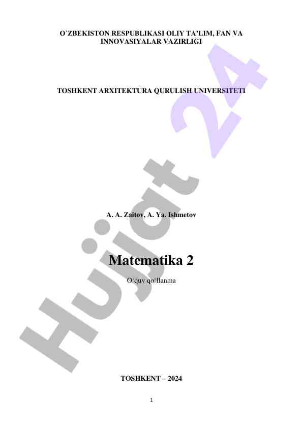 Matematika 2 o‘quv qo‘llanma