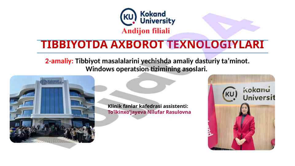 Tibbiyotda axborot texnologiyalari: amaliy dasturiy ta'minot