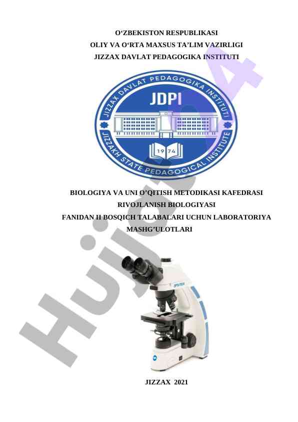 Rivojlanish biologiyasi fanidan laboratoriya mashg‘ulotlari