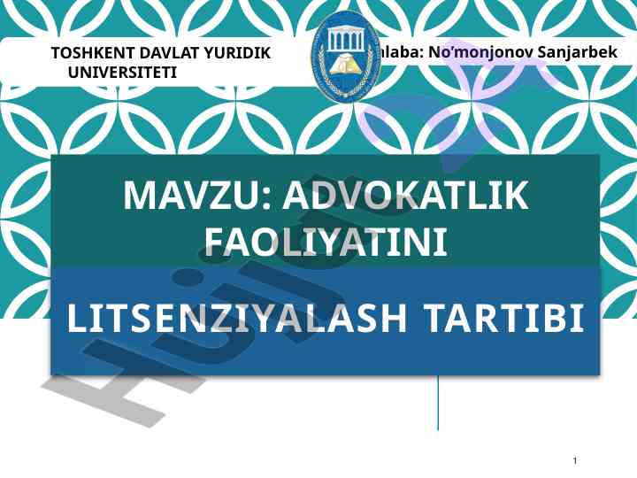 Advokatlik faoliyatini litsenziyalash tartibi