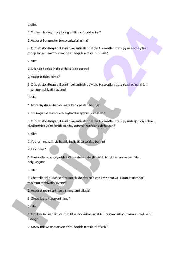 O'zbekiston rivojlanish strategiyasi haqida savollar
