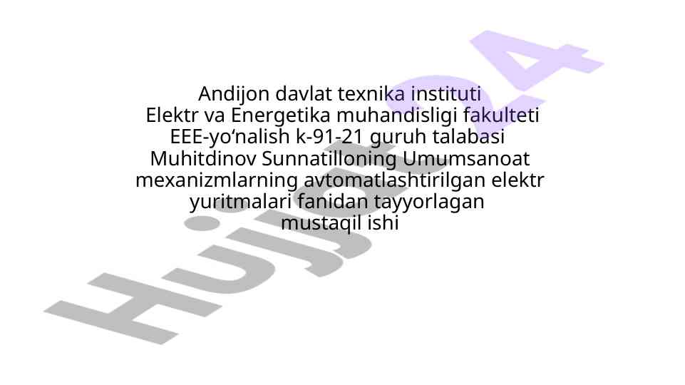 Metro eskalatorining elektr yuritmasi tuzilishi