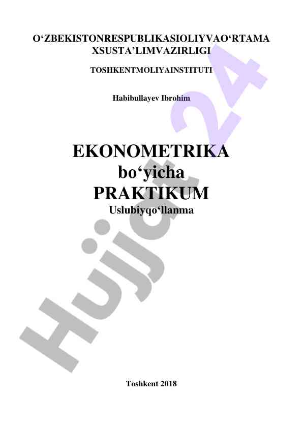 Ekonometrika bo‘yicha praktikum uslubiy qo‘llanma