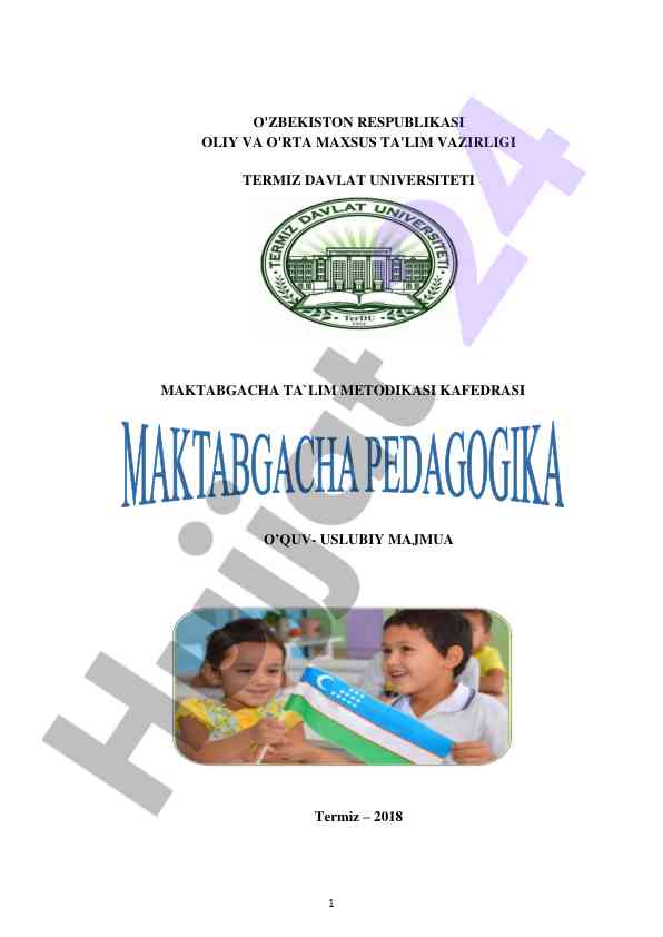 O'quv-uslubiy majmua maktabgacha ta'lim uchun