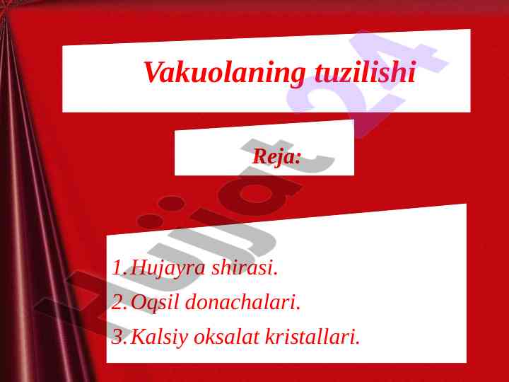 Vakuolaning tuzilishi va hujayra shirasi