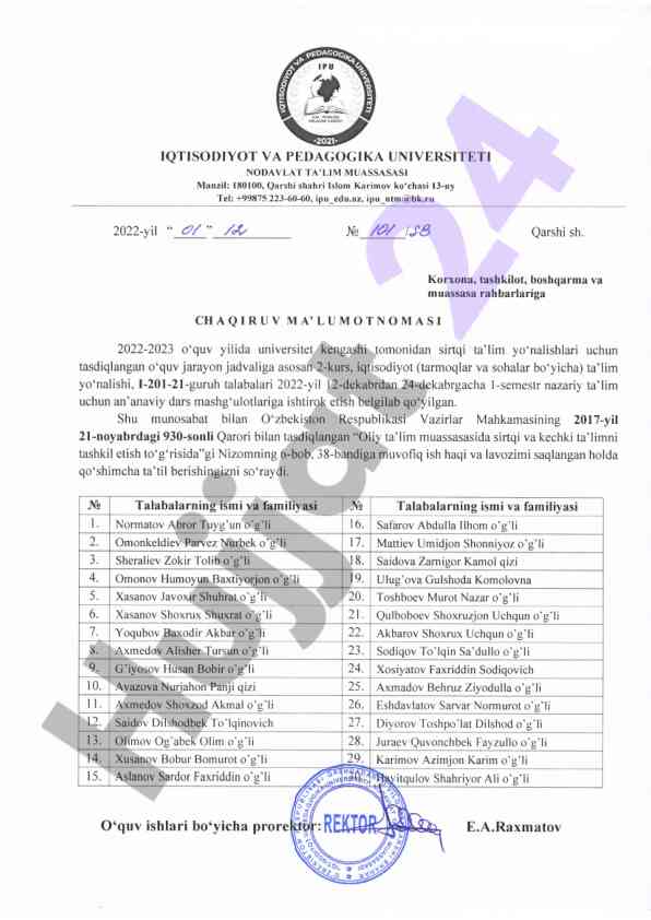 Iqtisodiyot ta'lim yo'nalishi bo'yicha o'quv jarayoni