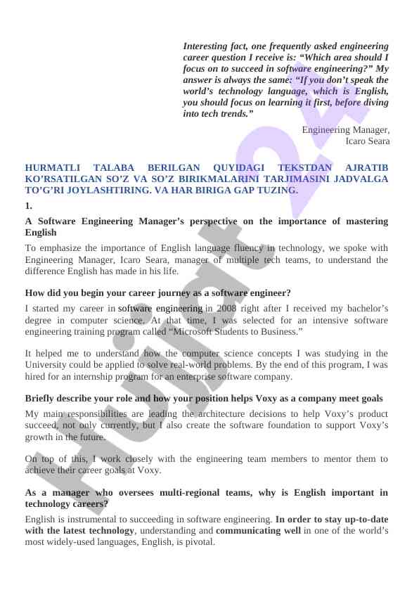 Importance of english mastery in software engineering
