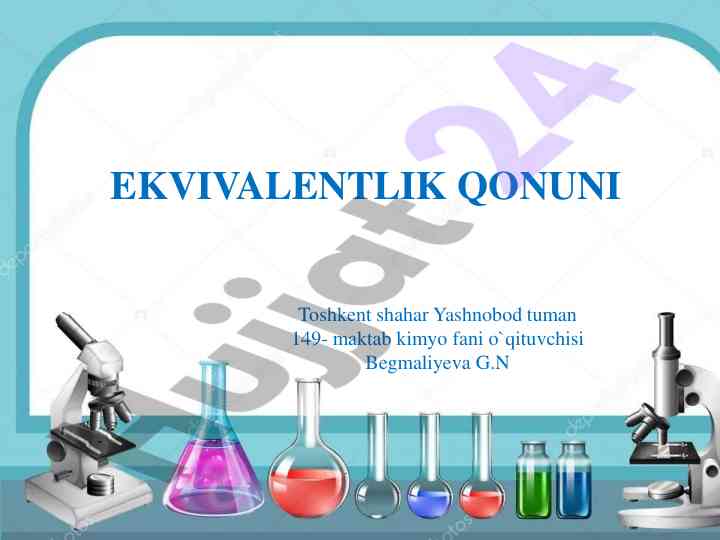 Ekvivalentlik qonuni va kimyoviy reaksiyalar