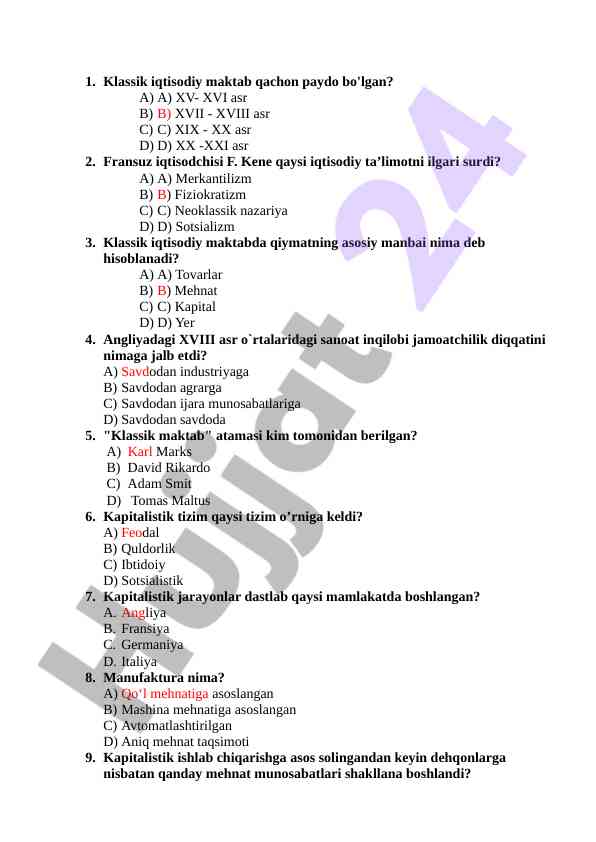 Klassik iqtisodiy maktab va uning tarixi