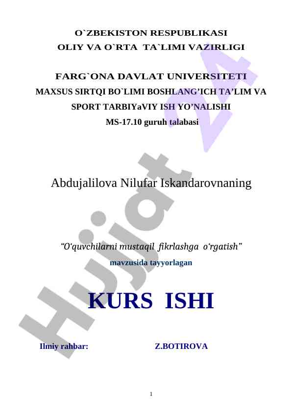 O‘quvchilarni mustaqil fikrlashga o‘rgatish
