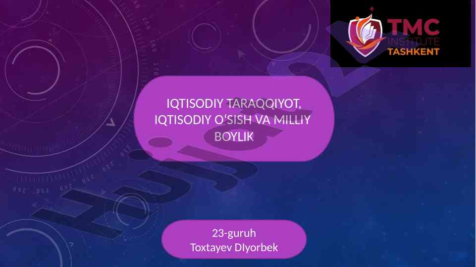 Iqtisodiy taraqqiyot va milliy boylik tahlili