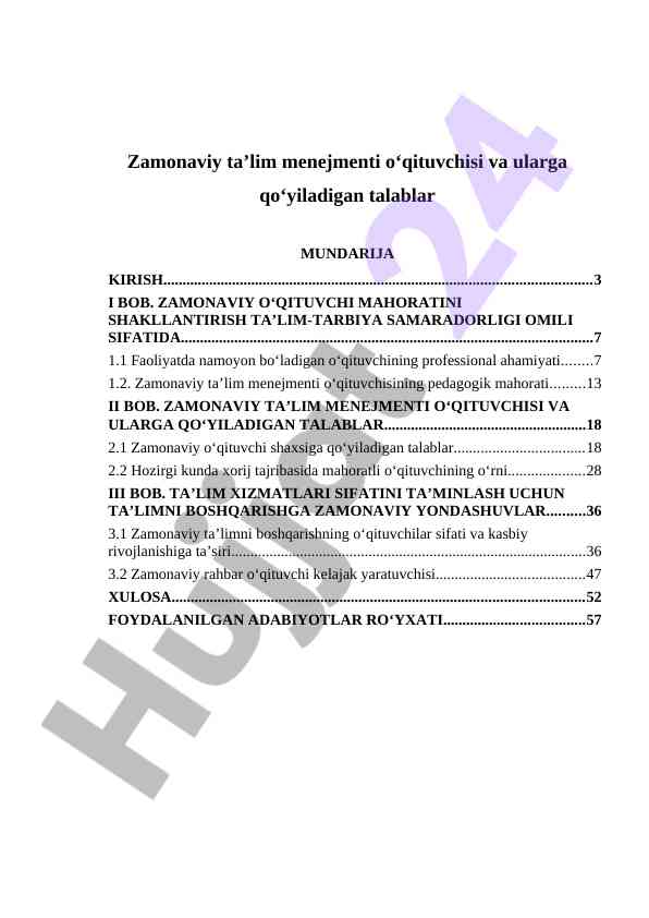 Zamonaviy ta’lim menejmenti o‘qituvchisi talablari