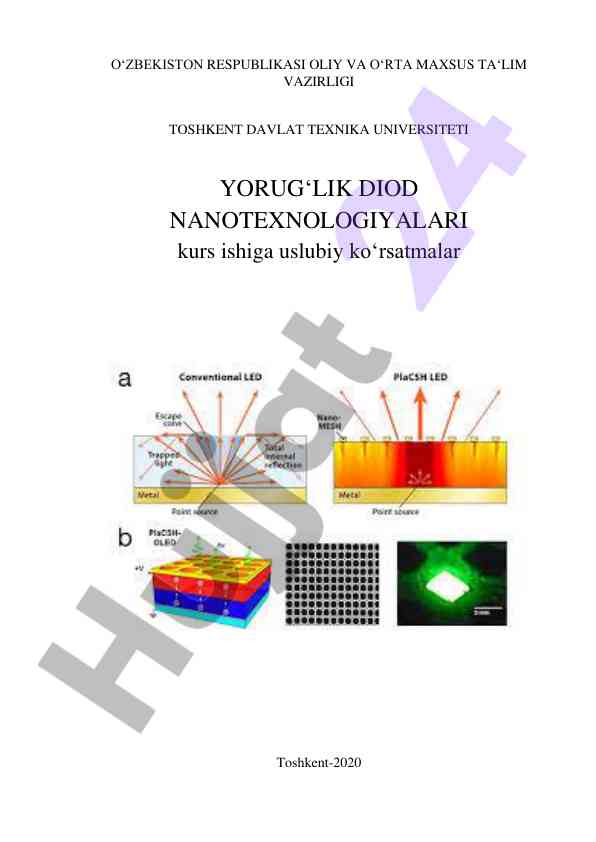 Yorugʻlik diod nanotexnologiyalari kurs ishiga uslubiy ko'rsatmalar