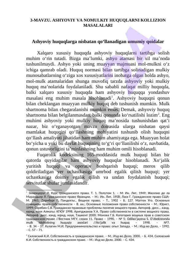 Ashyoviy huquqlarni korriziyalari va xalqaro tartiblar