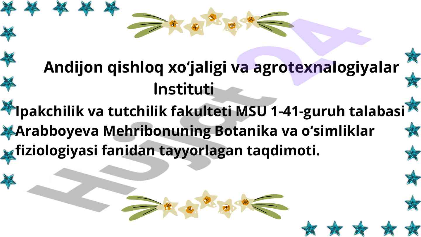 Fotosintez va pigmentlar taqdimoti