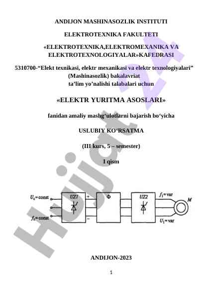 Elektr yuritma asoslari uslubiy ko‘rsatma