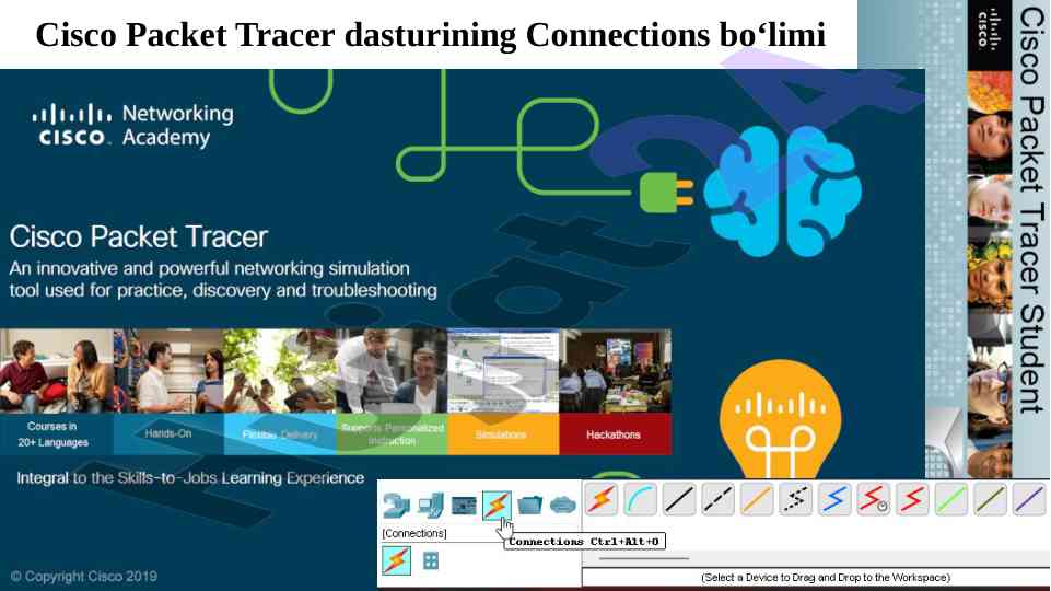 Cisco packet tracer dasturi: connections bo‘limi