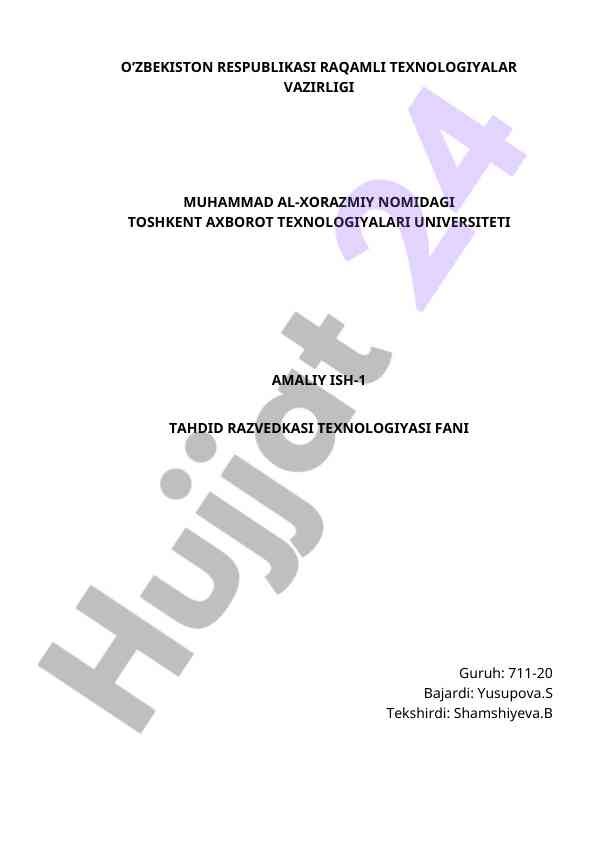 Tahdidlarni aniqlash tizimlari va tahlil qilish