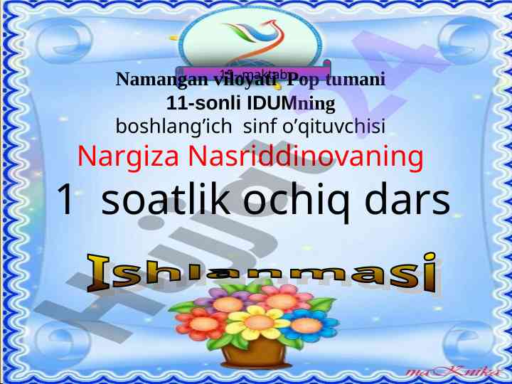 F harfi va f tovushi o‘rganish uchun ochiq dars