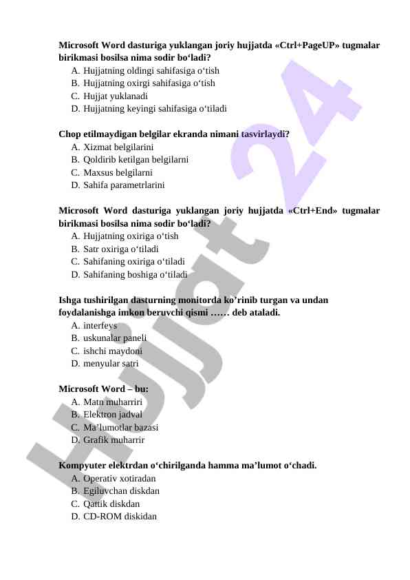 Microsoft word dasturidagi tugmalar bilan ishlash