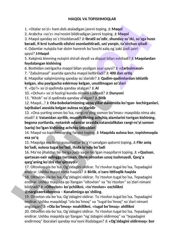Maqollar va ularning ijtimoiy ahammiyati