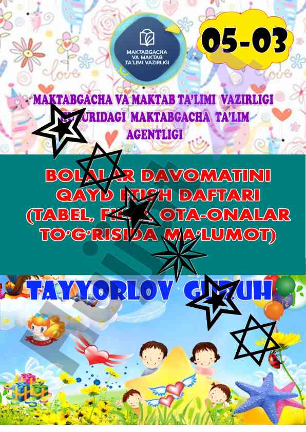 Bolalar davomatini qayd etish daftari 2023-2024