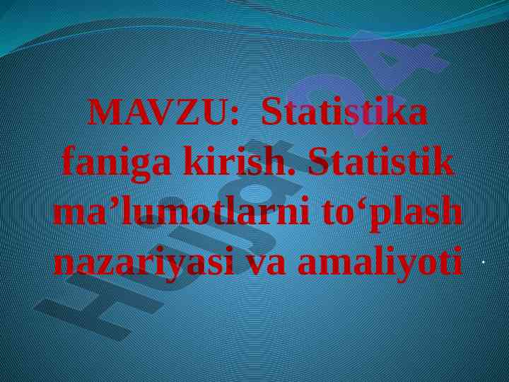 Statistika faniga kirish: nazariyasi va amaliyoti