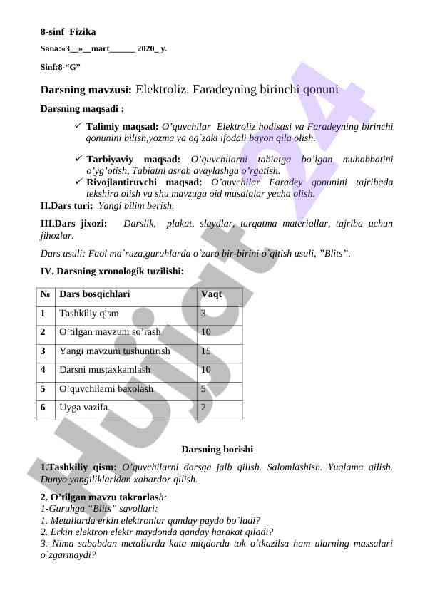 Elektroliz va faradeyning birinchi qonuni