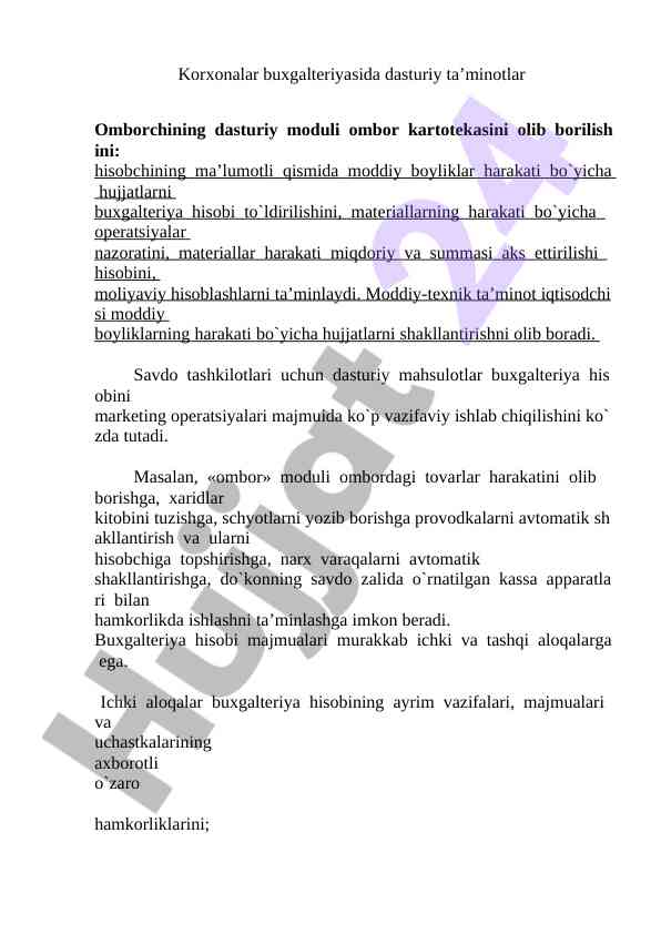 Dasturiy ta’minotlar buxgalteriyadagi rol