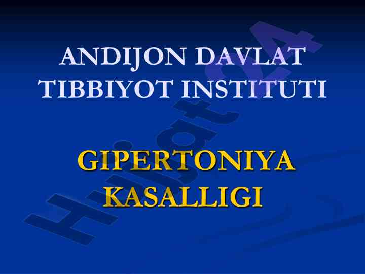 Gipertoniya kasalligi tahlili va tarqalganligi