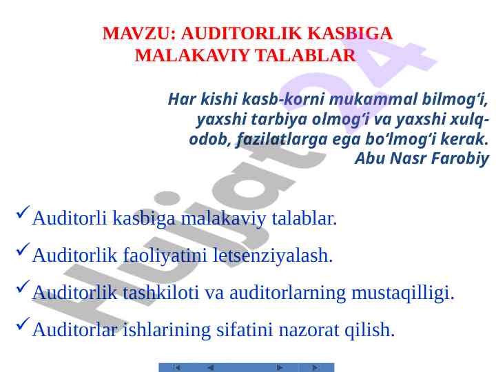 Auditorlik kasbiga malakaviy talablar tahlili