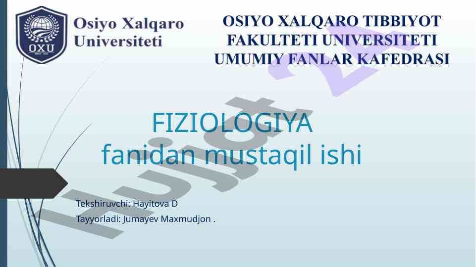Temir almashinishi haqida mustaqil ish