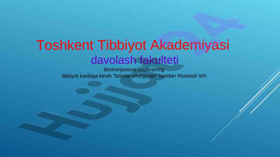Zond orqali ovqatlantirish bo‘yicha mustaqil ish