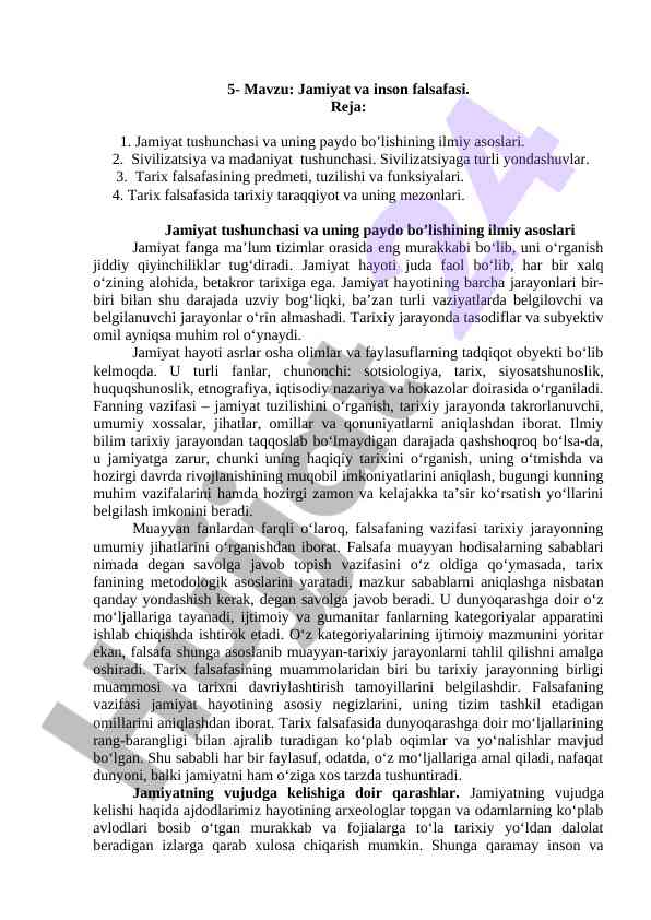 Jamiyat va inson falsafasining ilmiy asoslari