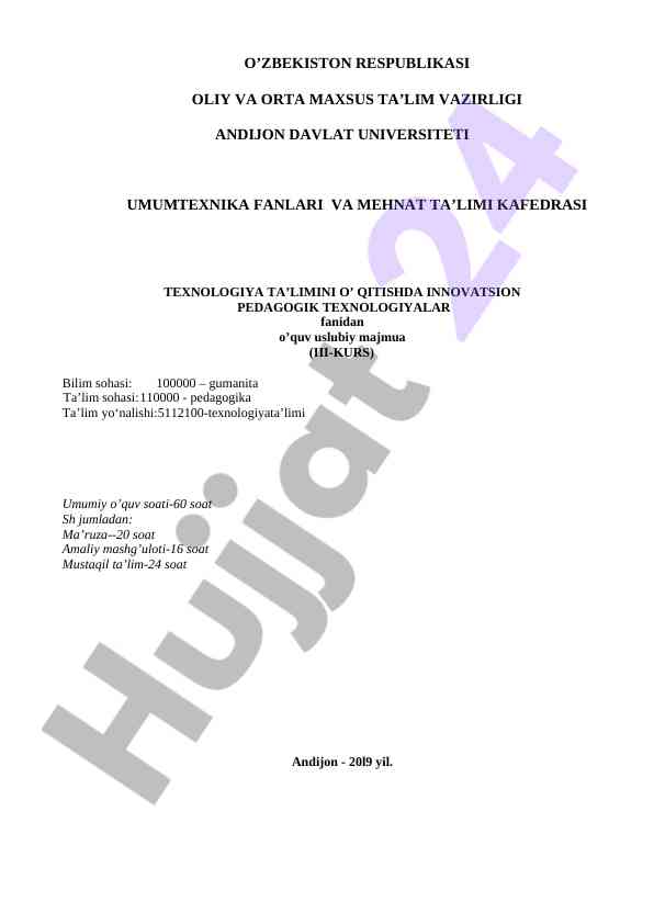 Innovatsion pedagogik texnologiyalar ta’limida