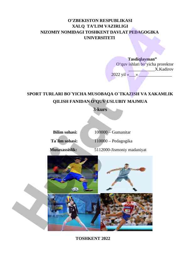 Sport turlari bo'yicha musobaqa o'tkazish uslublari