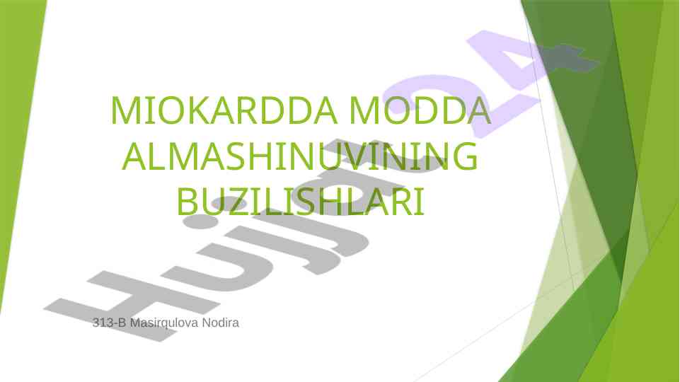 Miokardda modda almashinuvining buzilishlari tahlili