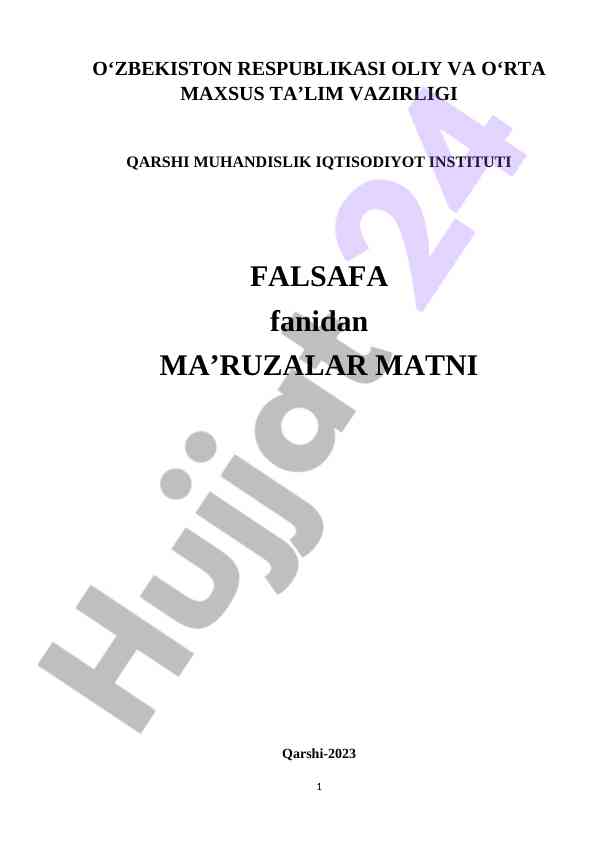 Falsafa fanidan ma’ruzalar matni 2023