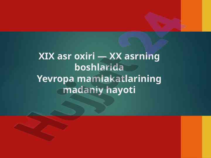 Yevropa mamlakatlarida madaniy hayotning qiyoslash