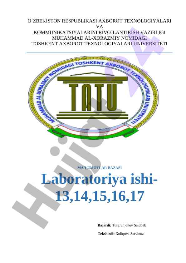 Murakkab so'rovlar yaratish laboratoriya ishlari
